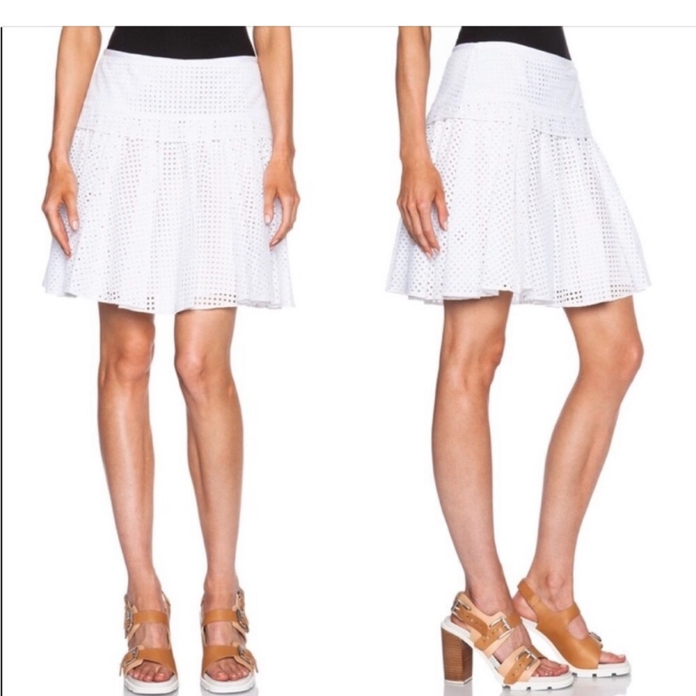 RAG & BONE Gorgeous White ruffle Cotton Eyelet Skirt SZ 4